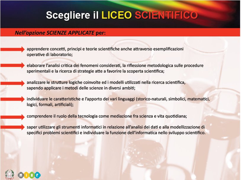 Liceo Scientifico opzione Scienze Applicate